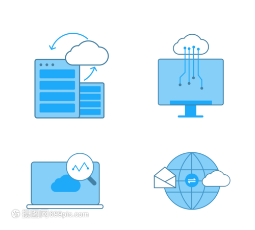 云端數據服務圖標 連接計算機與數據服務的視覺橋梁
